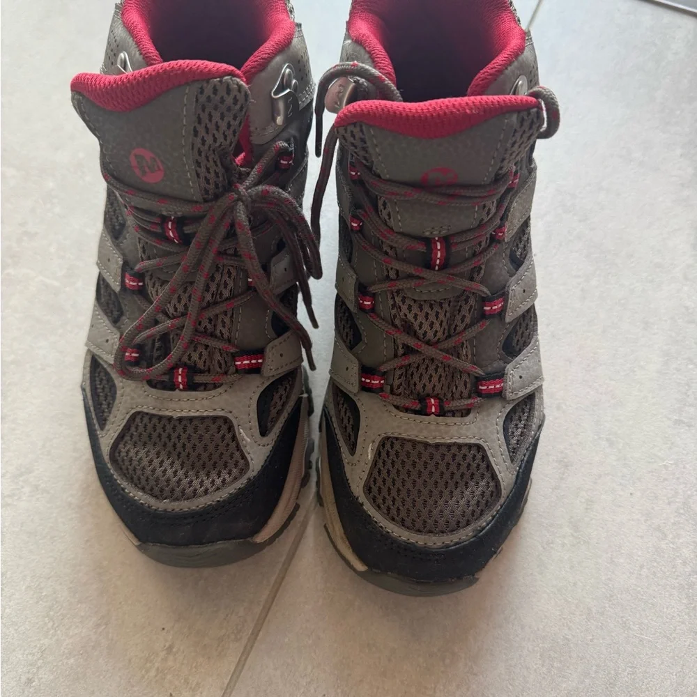 Gray and Pink Hiking Boots by Merrell